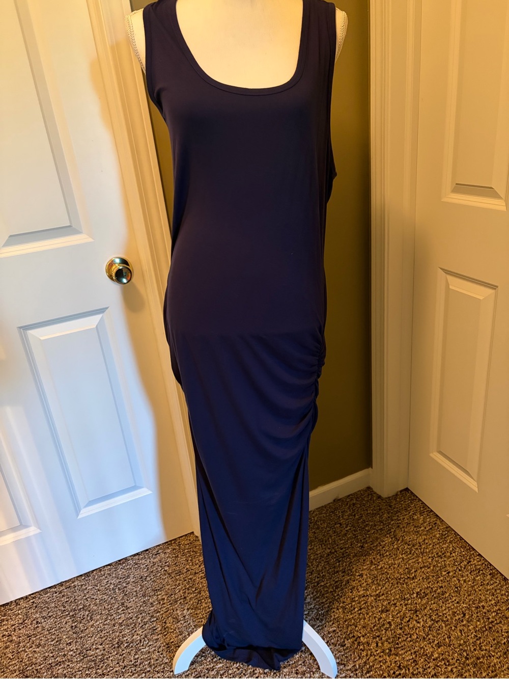 VENUS Navy Sleeveless Maxi Dress with Scoop Neck